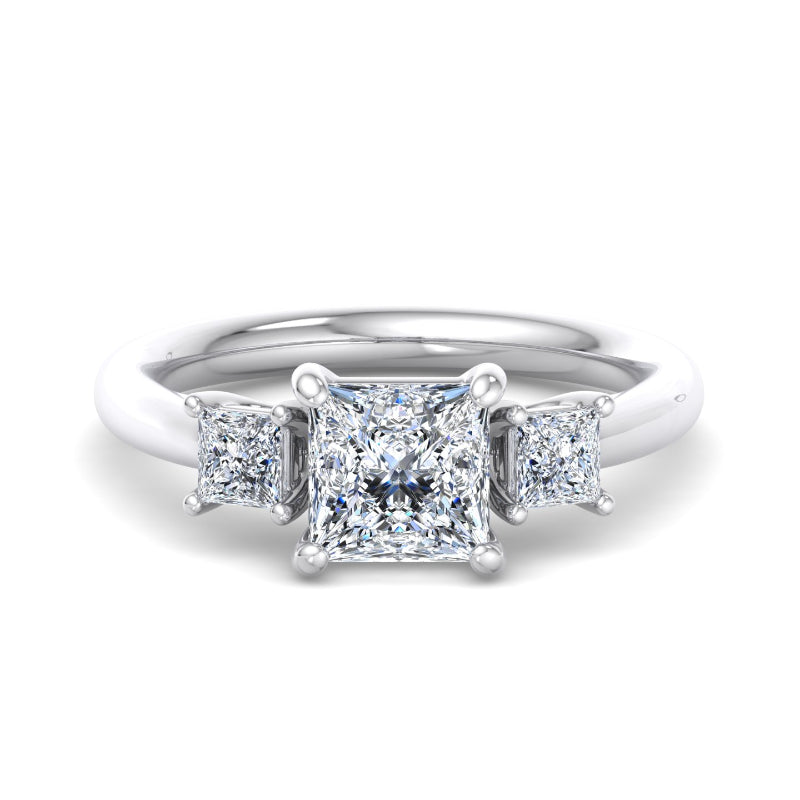 Princess Lab Grown Diamond Three Stone Engagement Ring — Princess design reference