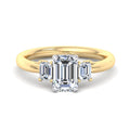 Emerald Lab Grown Diamond Three Stone Engagement Ring — Emerald design reference