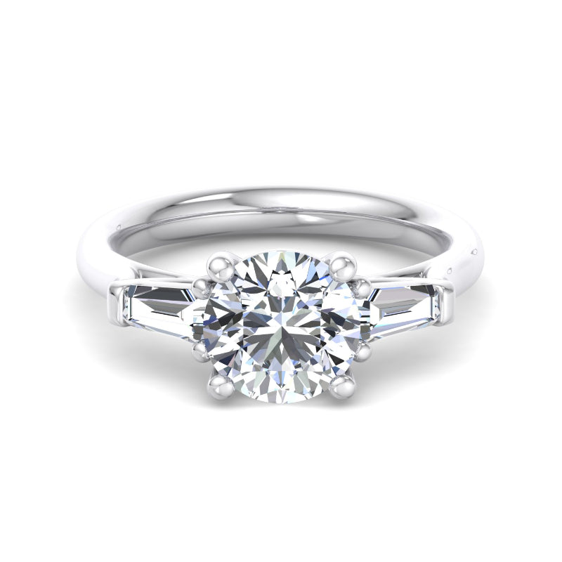 Round Lab Grown Diamond Three Stone Engagement Ring — Round design reference