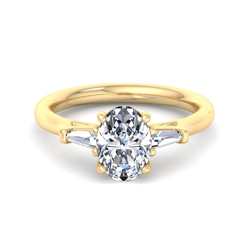 Oval Lab Grown Diamond Three Stone Engagement Ring — Oval design reference