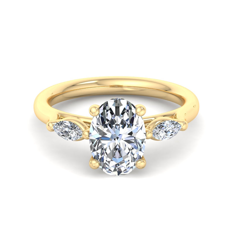 Oval Lab Grown Diamond Three Stone Engagement Ring — Oval design reference