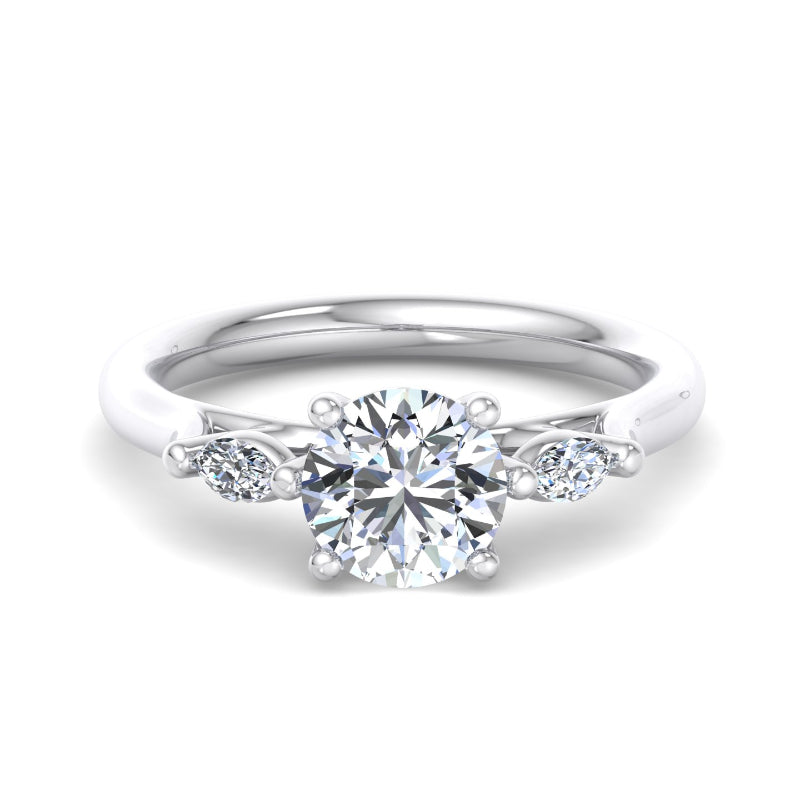 Round Lab Grown Diamond Three Stone Engagement Ring — Round design reference
