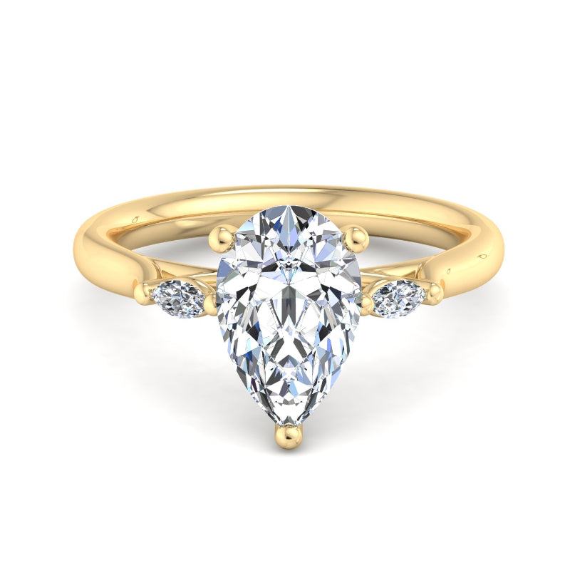 Pear Lab Grown Diamond Three Stone Engagement Ring — Pear design reference