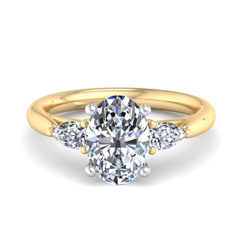 Oval Lab Grown Diamond Three Stone Engagement Ring — Oval design reference