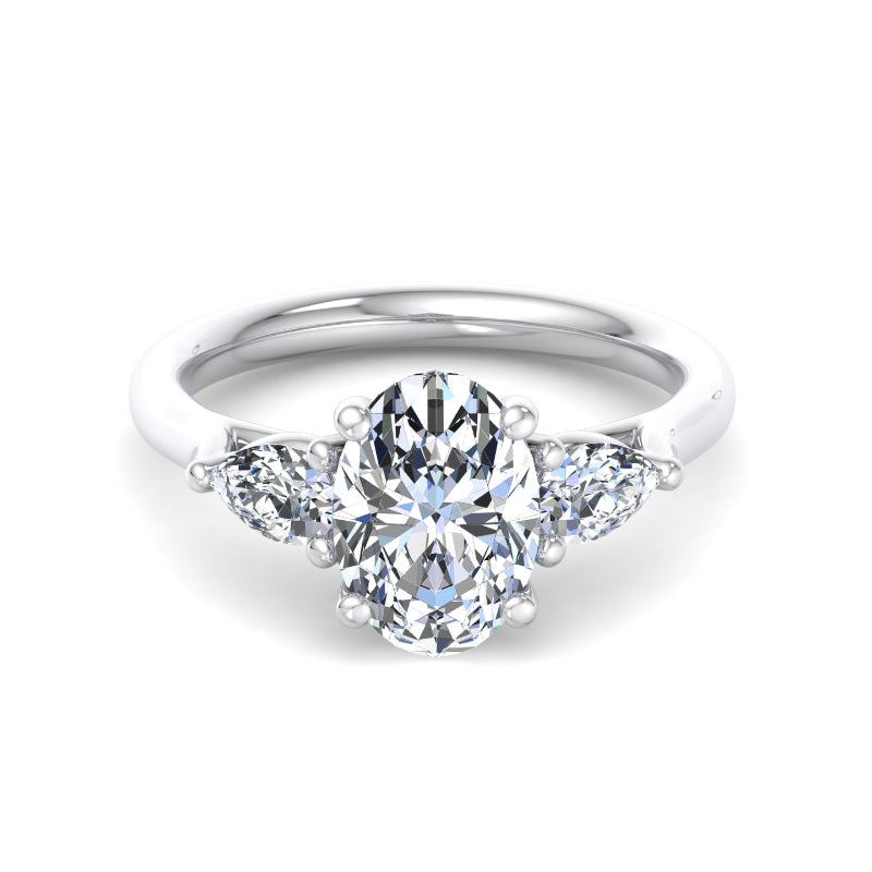 Oval Lab Grown Diamond Three Stone Engagement Ring — Oval design reference