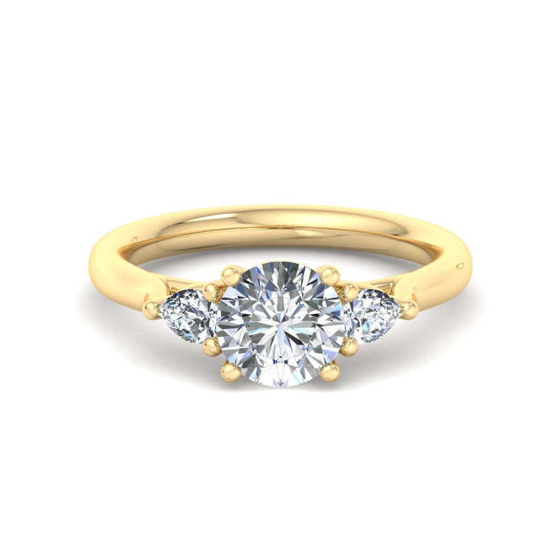 Round Lab Grown Diamond Three Stone Engagement Ring — Round design reference