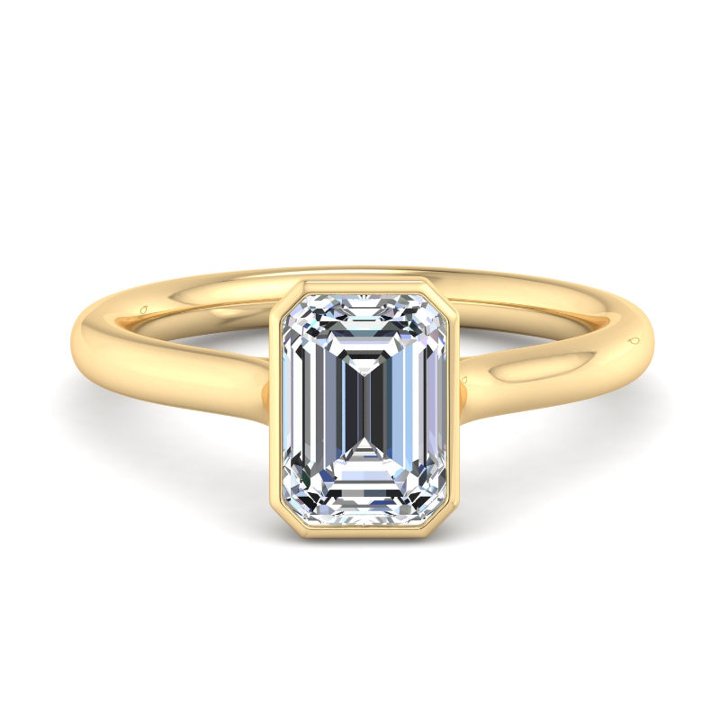 Emerald Lab Grown Diamond Bezel Solitaire Engagement Ring — Emerald design reference