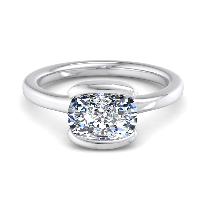 Elongated Cushion Lab Grown Diamond Bezel East-West Solitaire Engagement Ring — Elongated Cushion design reference