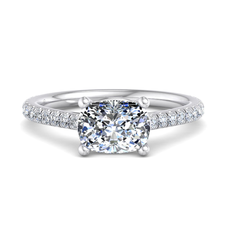 Elongated Cushion Lab Grown Diamond East-West Side Stone Engagement Ring — Elongated Cushion design reference