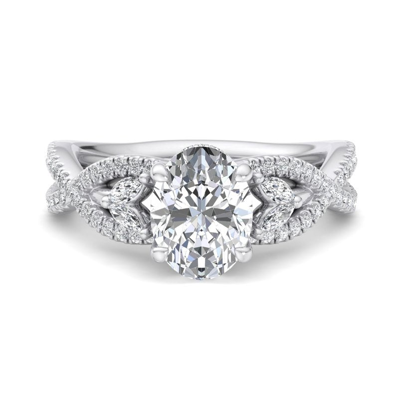 Oval Lab Grown Diamond Twist Side Stone Engagement Ring — Oval design reference