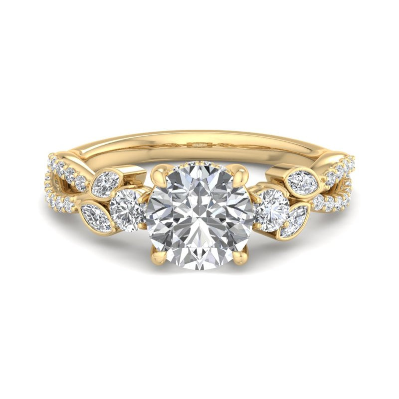 Round Lab Grown Diamond Twist Three Stone Engagement Ring — Round design reference