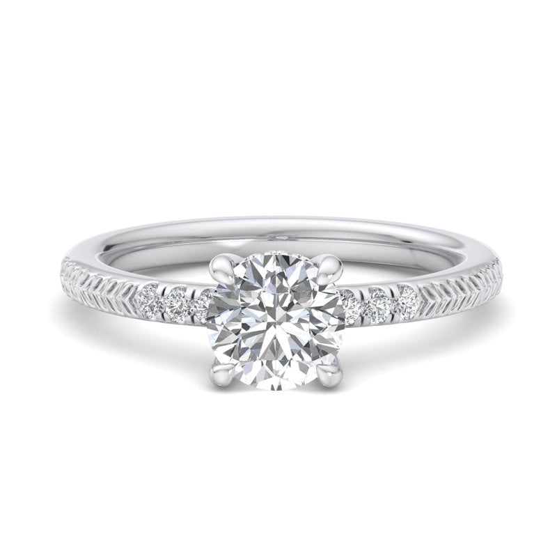 Round Lab Grown Diamond Hidden Detail Side Stone Engagement Ring — Round design reference
