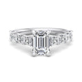 Emerald Lab Grown Diamond Side Stone Engagement Ring — Emerald design reference