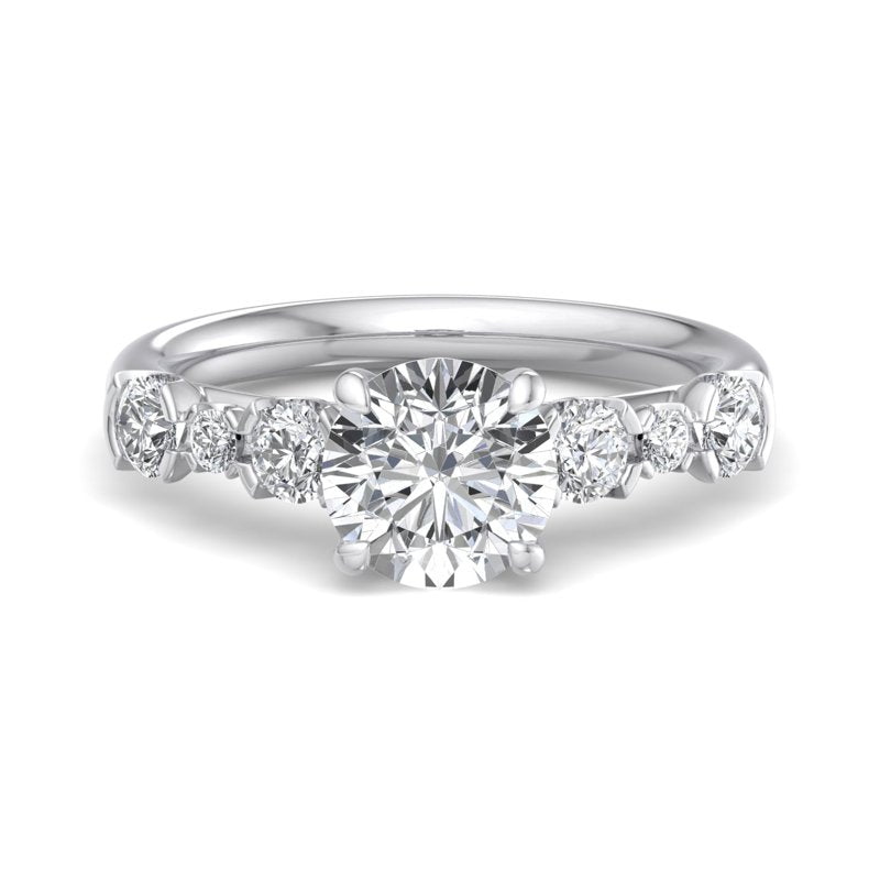 Round Lab Grown Diamond Side Stone Engagement Ring — Round design reference