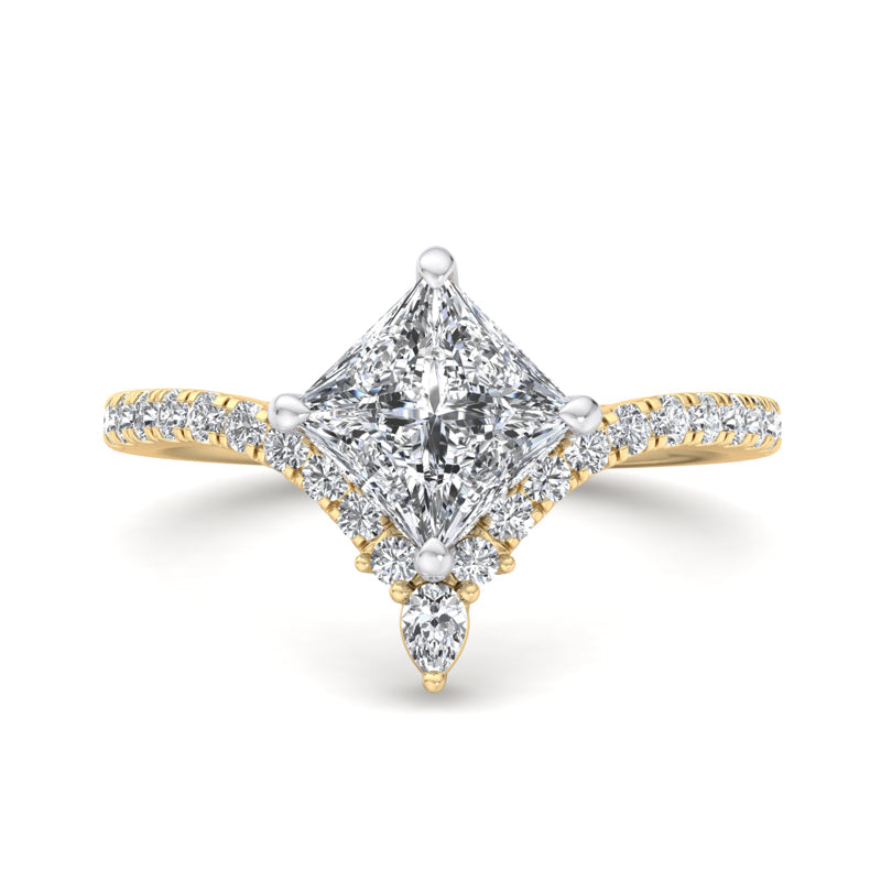 Princess Lab Grown Diamond Side Stone Engagement Ring — Princess design reference