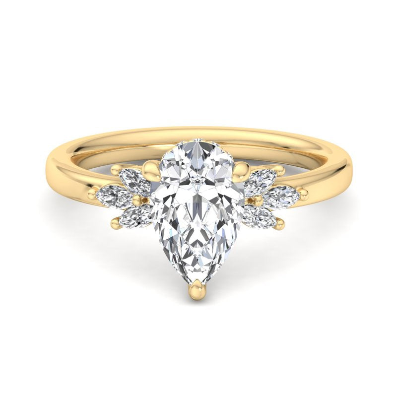 Pear Lab Grown Diamond Hidden Detail Side Stone Engagement Ring — Pear design reference