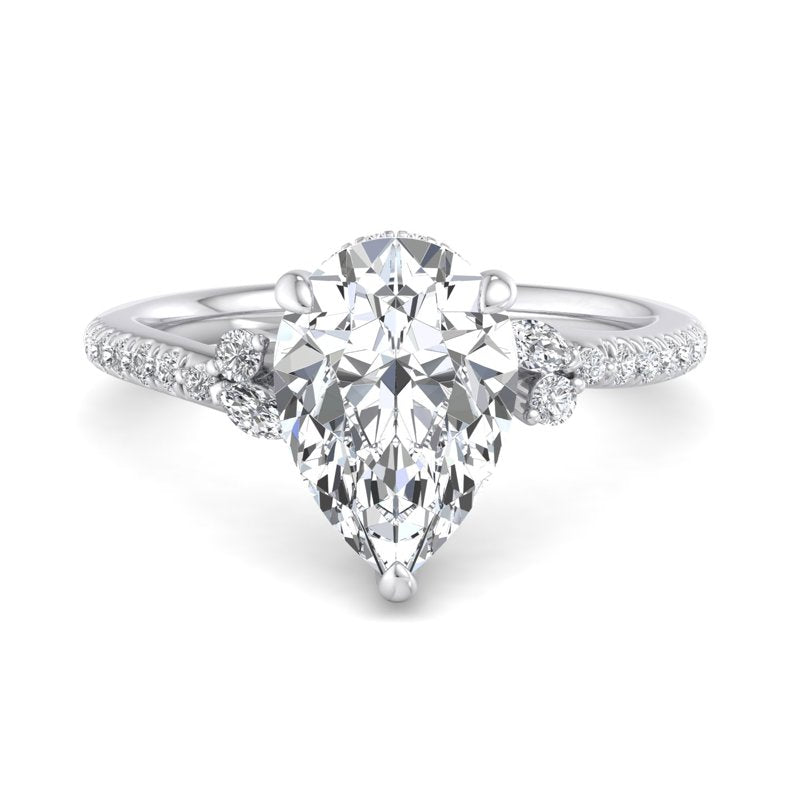 Pear Lab Grown Diamond Hidden Detail Side Stone Engagement Ring — Pear design reference
