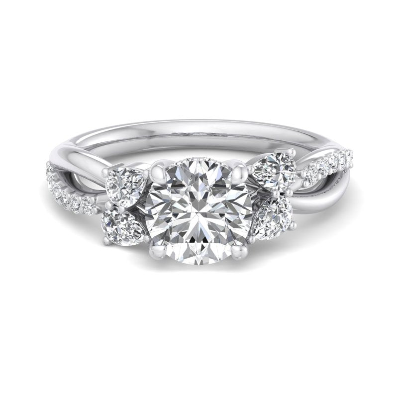 Round Lab Grown Diamond Twist Side Stone Engagement Ring — Round design reference