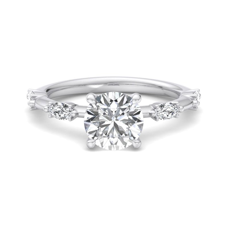 Round Lab Grown Diamond Side Stone Engagement Ring — Round design reference