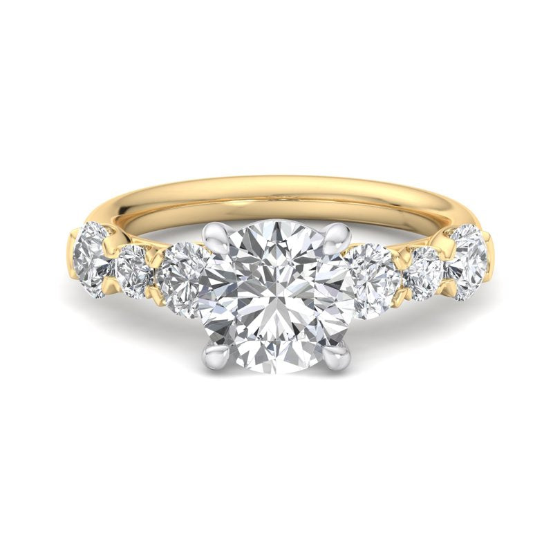 Round Lab Grown Diamond Side Stone Engagement Ring — Round design reference