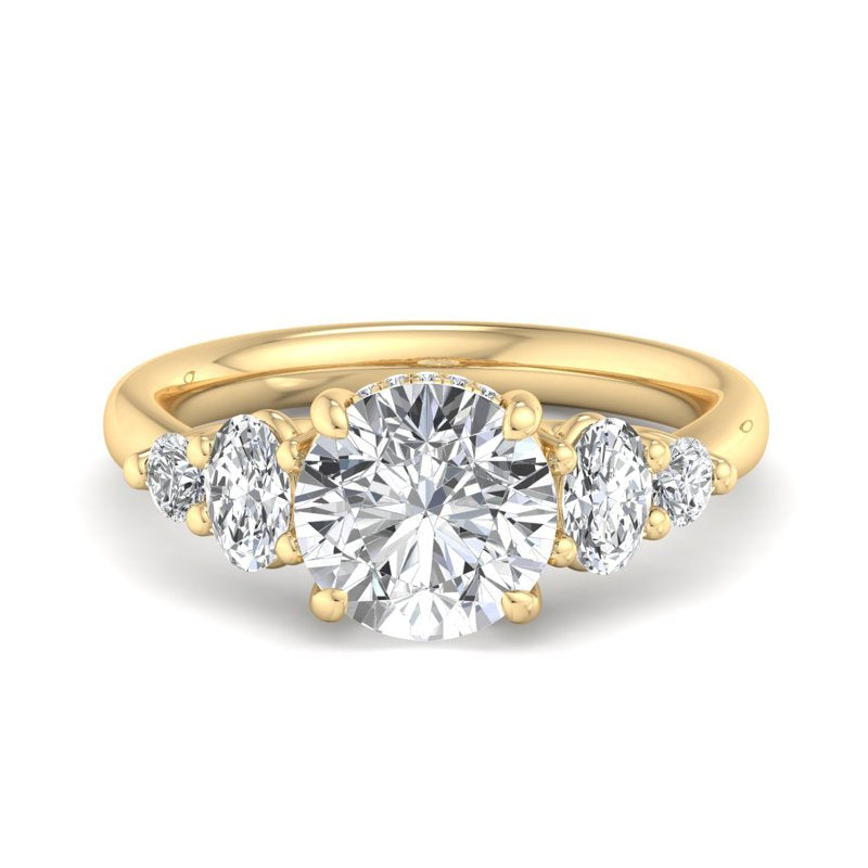 Round Lab Grown Diamond Side Stone Engagement Ring — Round design reference