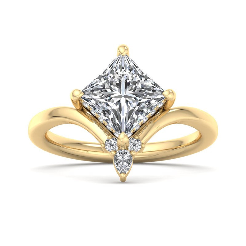 Princess Lab Grown Diamond Side Stone Engagement Ring — Princess design reference