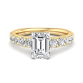 Emerald Lab Grown Diamond Side Stone Engagement Ring — Emerald design reference