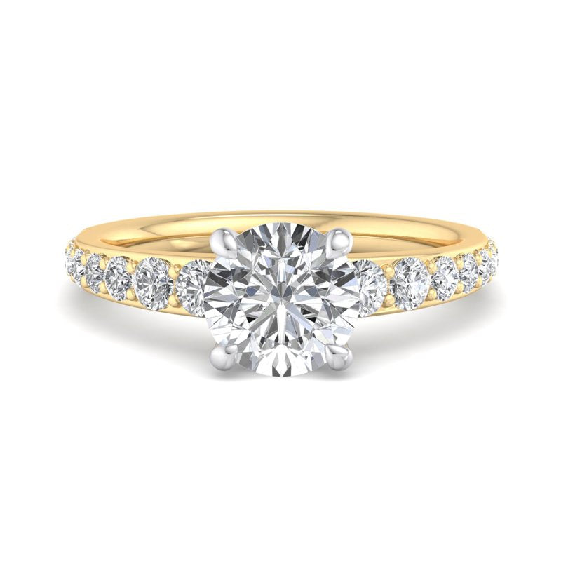Round Lab Grown Diamond Side Stone Engagement Ring — Round design reference