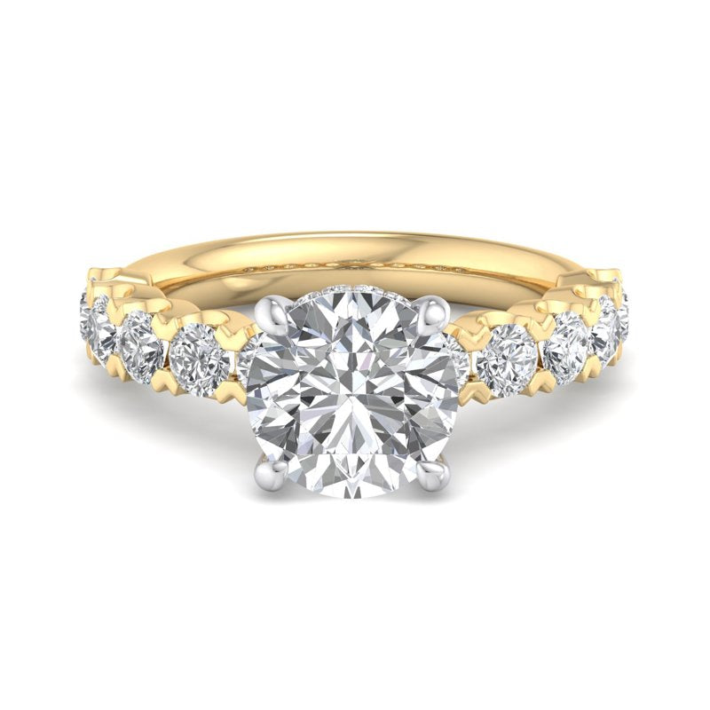 Round Lab Grown Diamond Side Stone Engagement Ring — Round design reference
