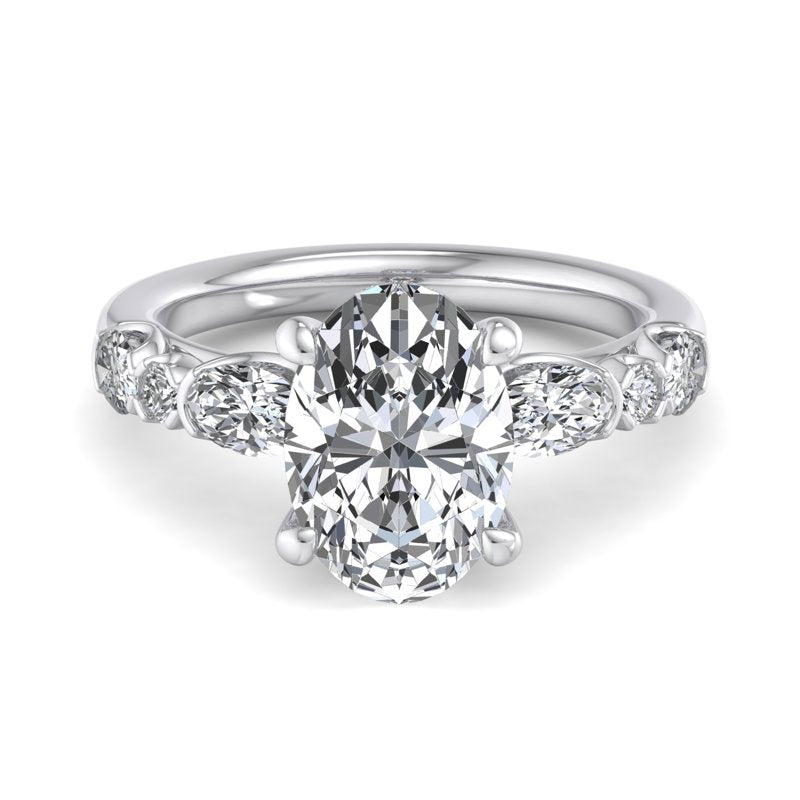 Oval Lab Grown Diamond Side Stone Engagement Ring — Oval design reference
