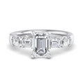 Emerald Lab Grown Diamond Side Stone Engagement Ring — Emerald design reference