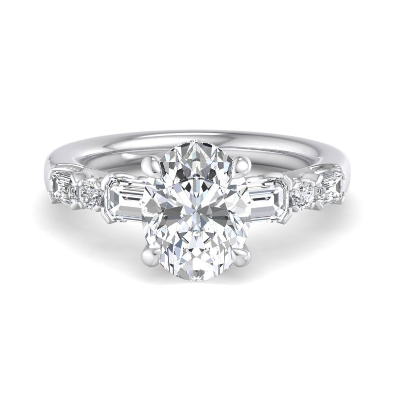 Oval Lab Grown Diamond Side Stone Engagement Ring — Oval design reference