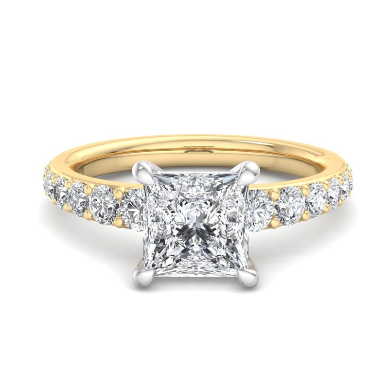 Princess Lab Grown Diamond Side Stone Engagement Ring — Princess design reference