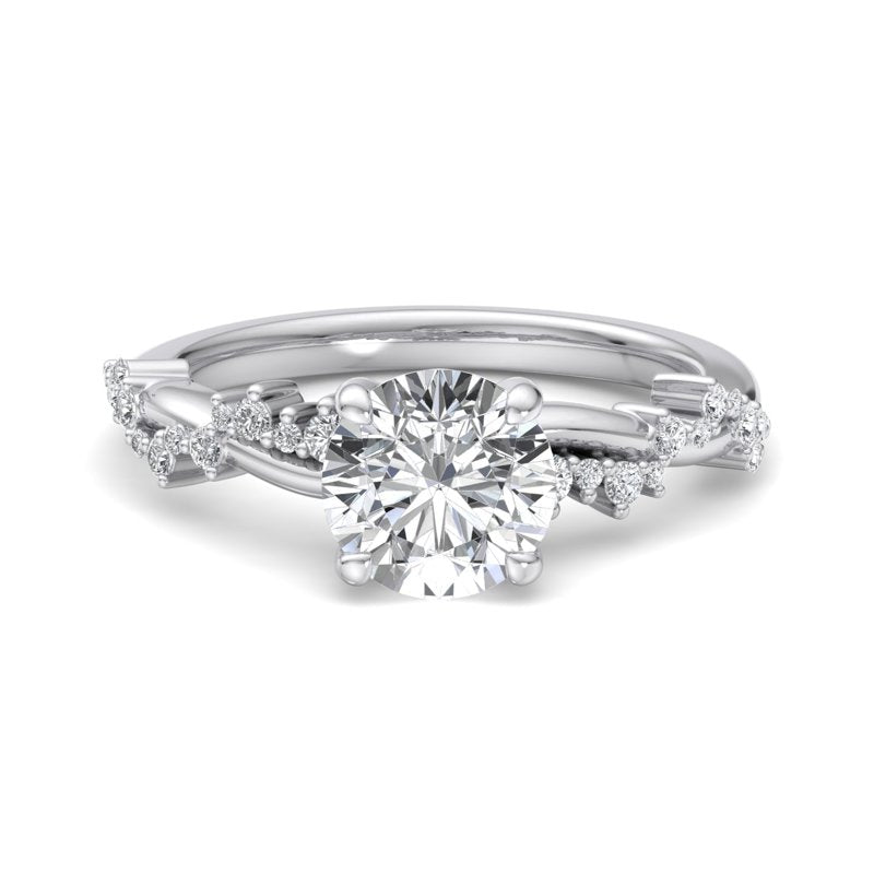 Round Lab Grown Diamond Side Stone Engagement Ring — Round design reference
