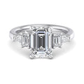Emerald Lab Grown Diamond Three Stone Engagement Ring — Emerald design reference