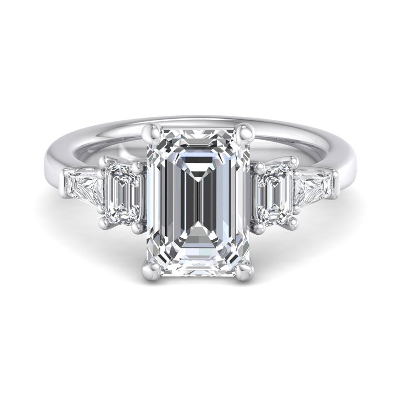 Emerald Lab Grown Diamond Three Stone Engagement Ring — Emerald design reference