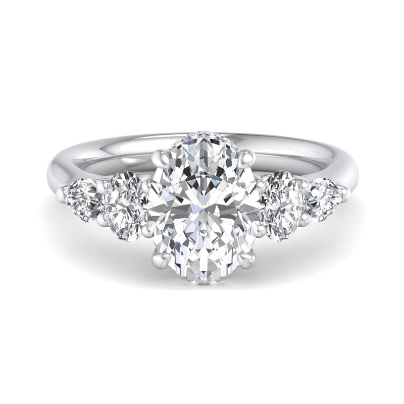 Oval Lab Grown Diamond Side Stone Engagement Ring — Oval design reference
