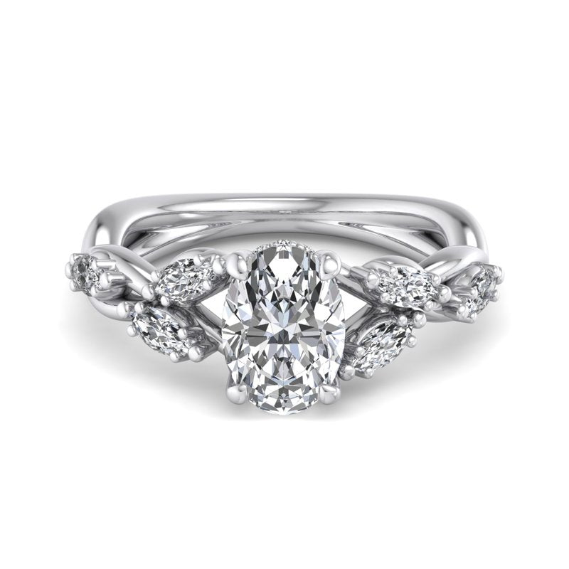 Oval Lab Grown Diamond Side Stone Engagement Ring — Oval design reference