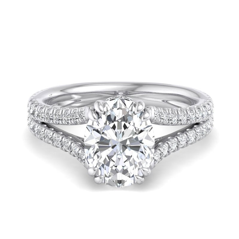 Oval Lab Grown Diamond Side Stone Engagement Ring — Oval design reference