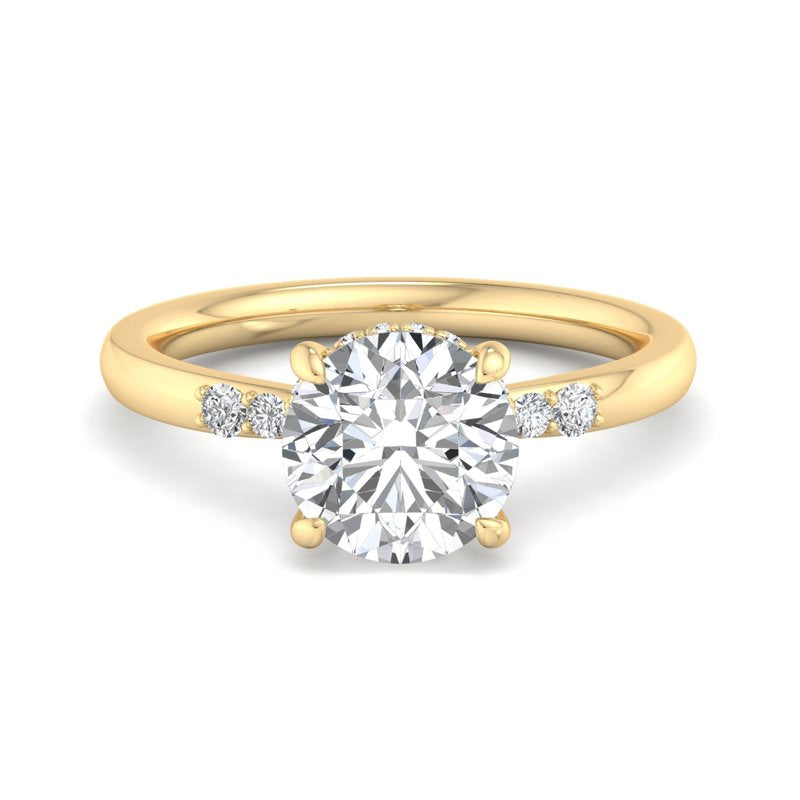Round Lab Grown Diamond Side Stone Engagement Ring — Round design reference