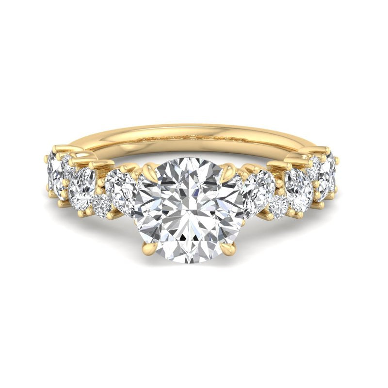 Round Lab Grown Diamond Side Stone Engagement Ring — Round design reference