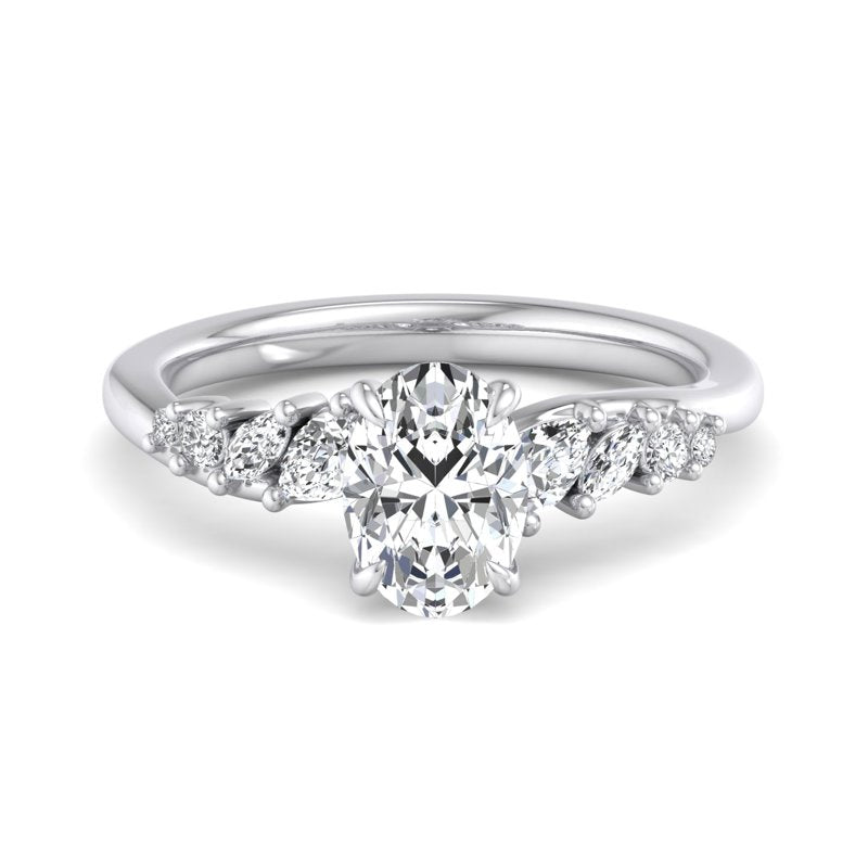 Oval Lab Grown Diamond Side Stone Engagement Ring — Oval design reference