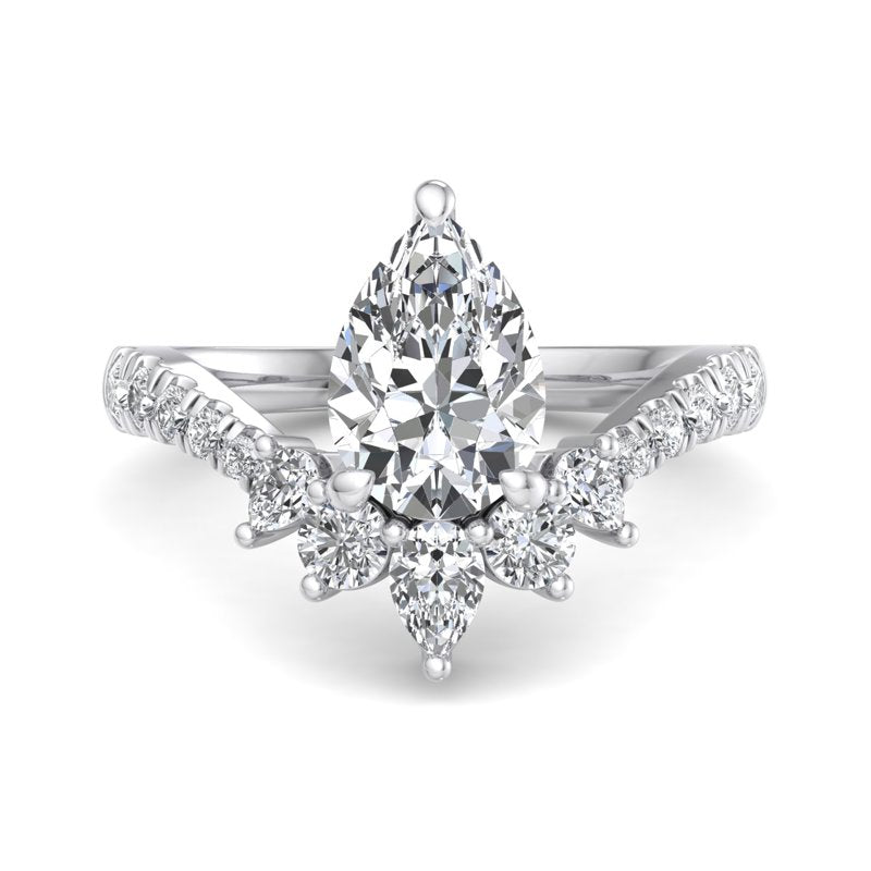 Pear Lab Grown Diamond Side Stone Engagement Ring — Pear design reference