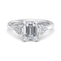 Emerald Lab Grown Diamond Side Stone Engagement Ring — Emerald design reference