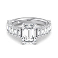Emerald Lab Grown Diamond Side Stone Engagement Ring — Emerald design reference
