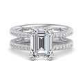 Emerald Lab Grown Diamond Split Shank Hidden Detail Side Stone Engagement Ring — Emerald design reference