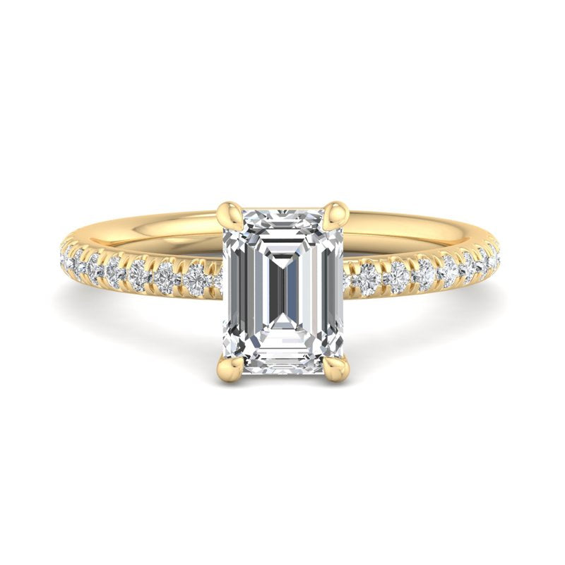 Emerald Lab Grown Diamond Side Stone Engagement Ring — Emerald design reference