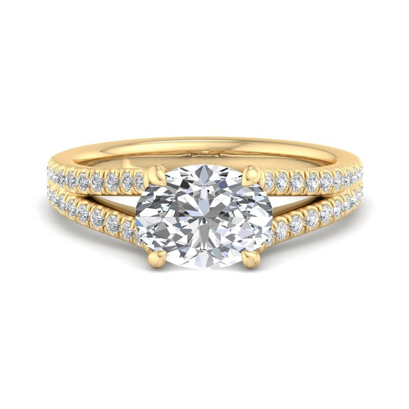 Oval Lab Grown Diamond East-West Side Stone Engagement Ring — Oval design reference