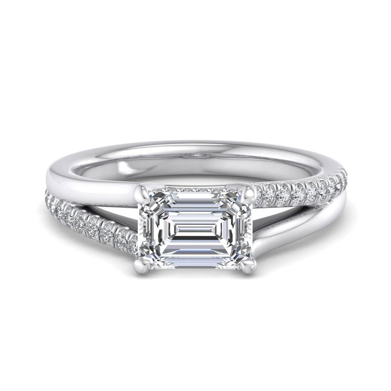 Emerald Lab Grown Diamond East-West Side Stone Engagement Ring — Emerald design reference