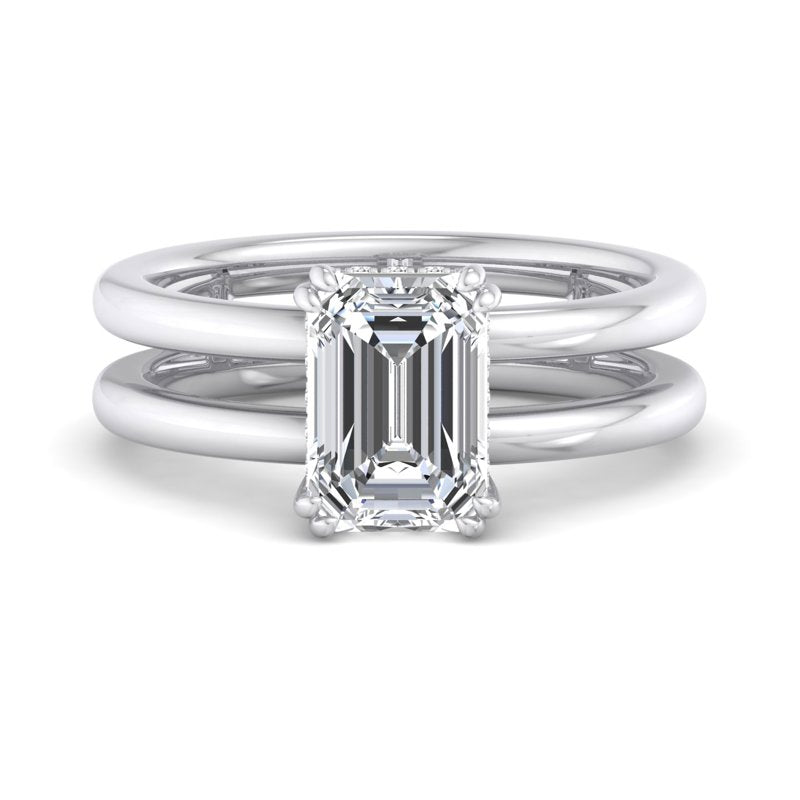 Emerald Lab Grown Diamond Split Shank Hidden Detail Solitaire Engagement Ring — Emerald design reference